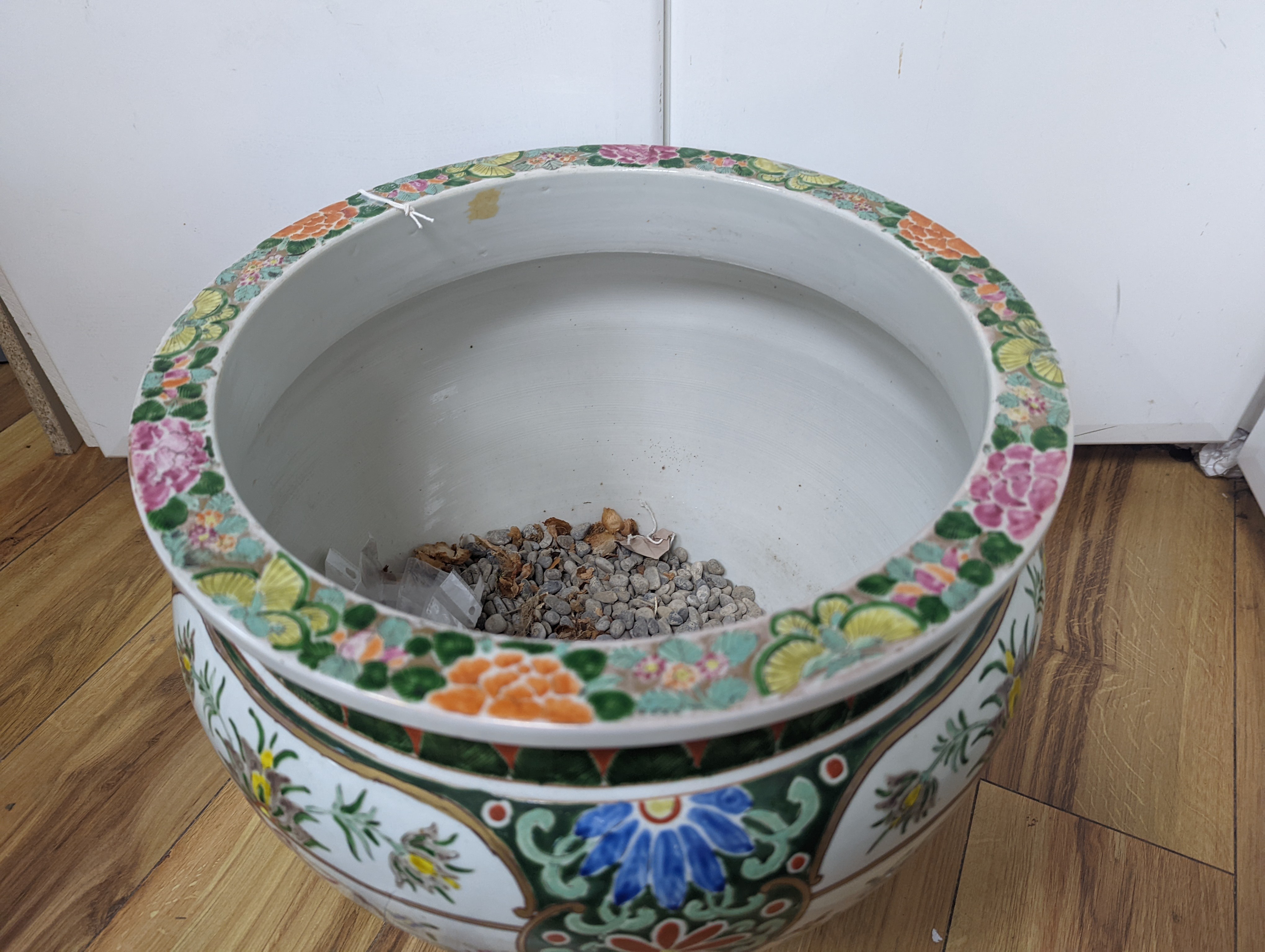 A Japanese famille rose jardiniere, height 35.5cm, 44cm diameter